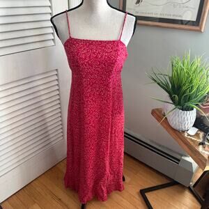 Vintage Gap Dress 2 Red Micro Floral Babydoll Midi Dainty Feminine Retro Y2K